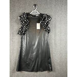 THML Lucia Dress in Faux Leather SZ S Black